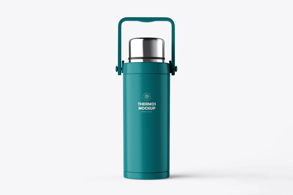 Thermos Portable Water Bottle Mockup