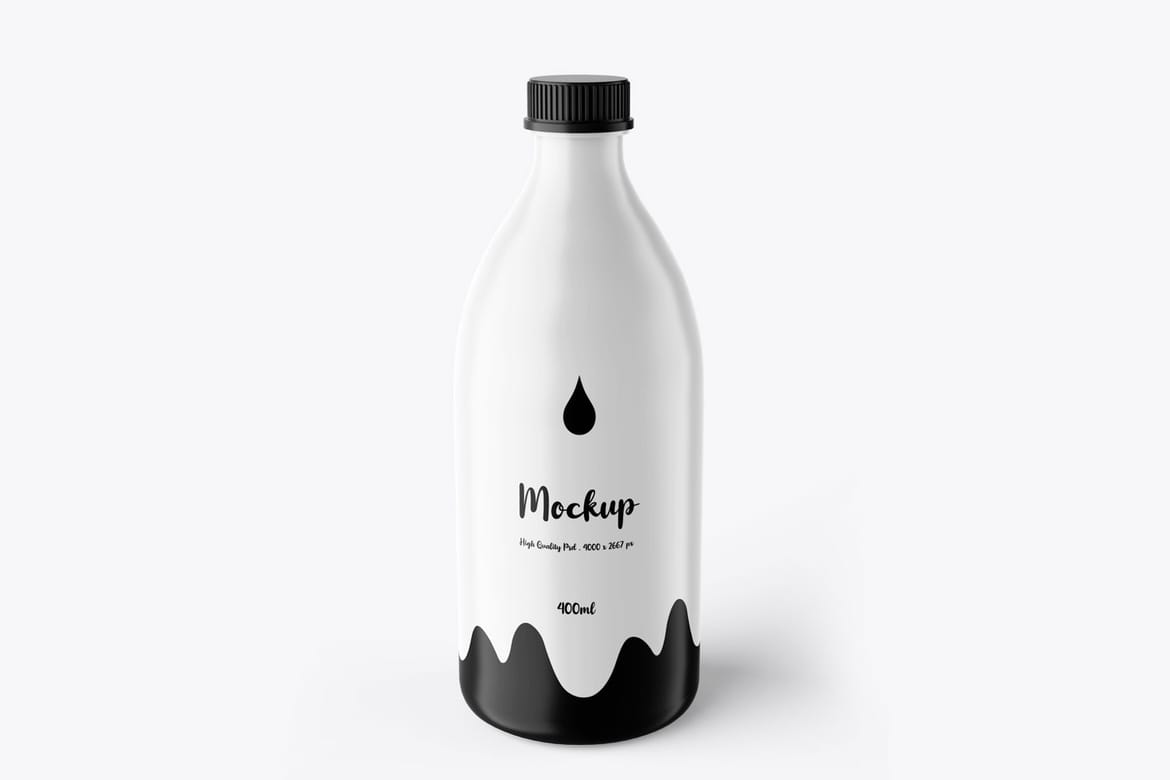 Plastic Milk Bottle PSD Mockup