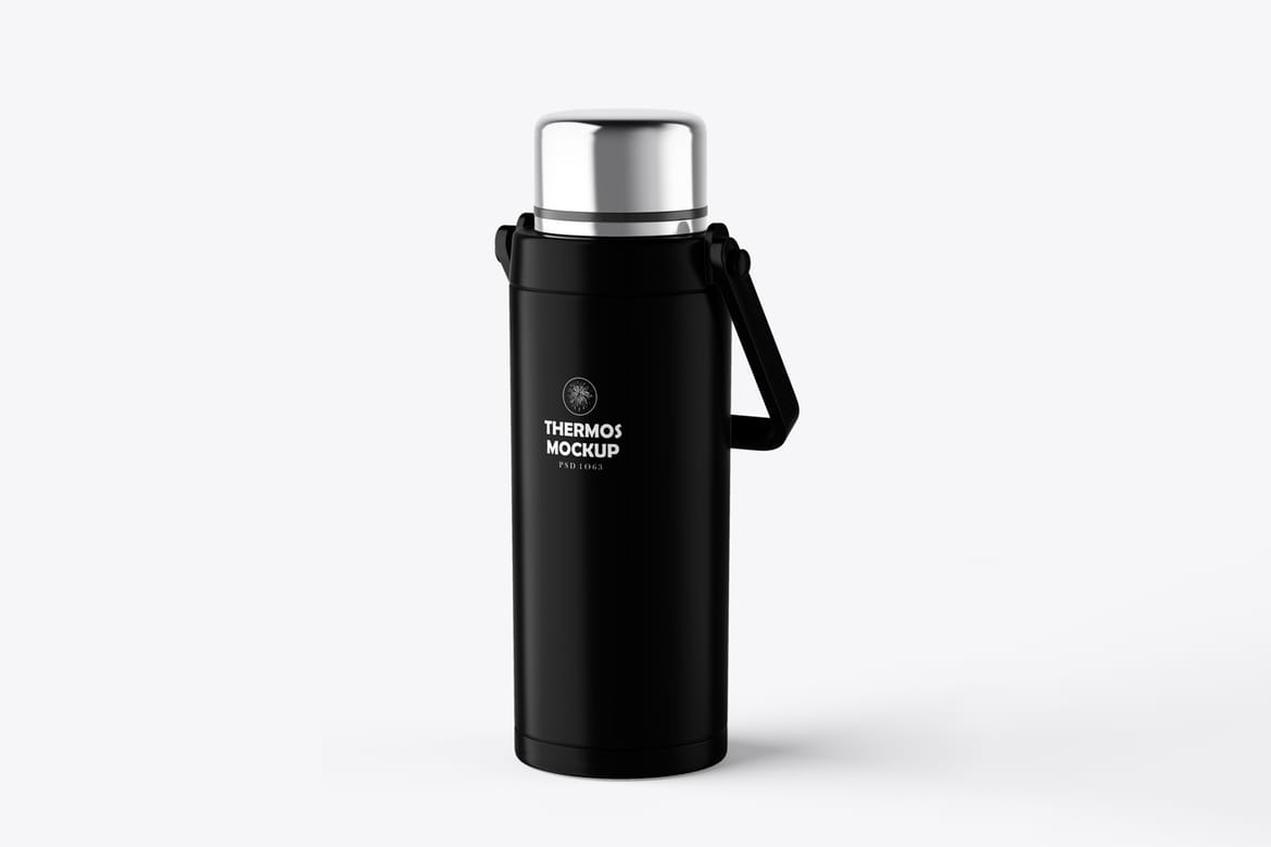 Thermos Portable Water Bottle Mockup