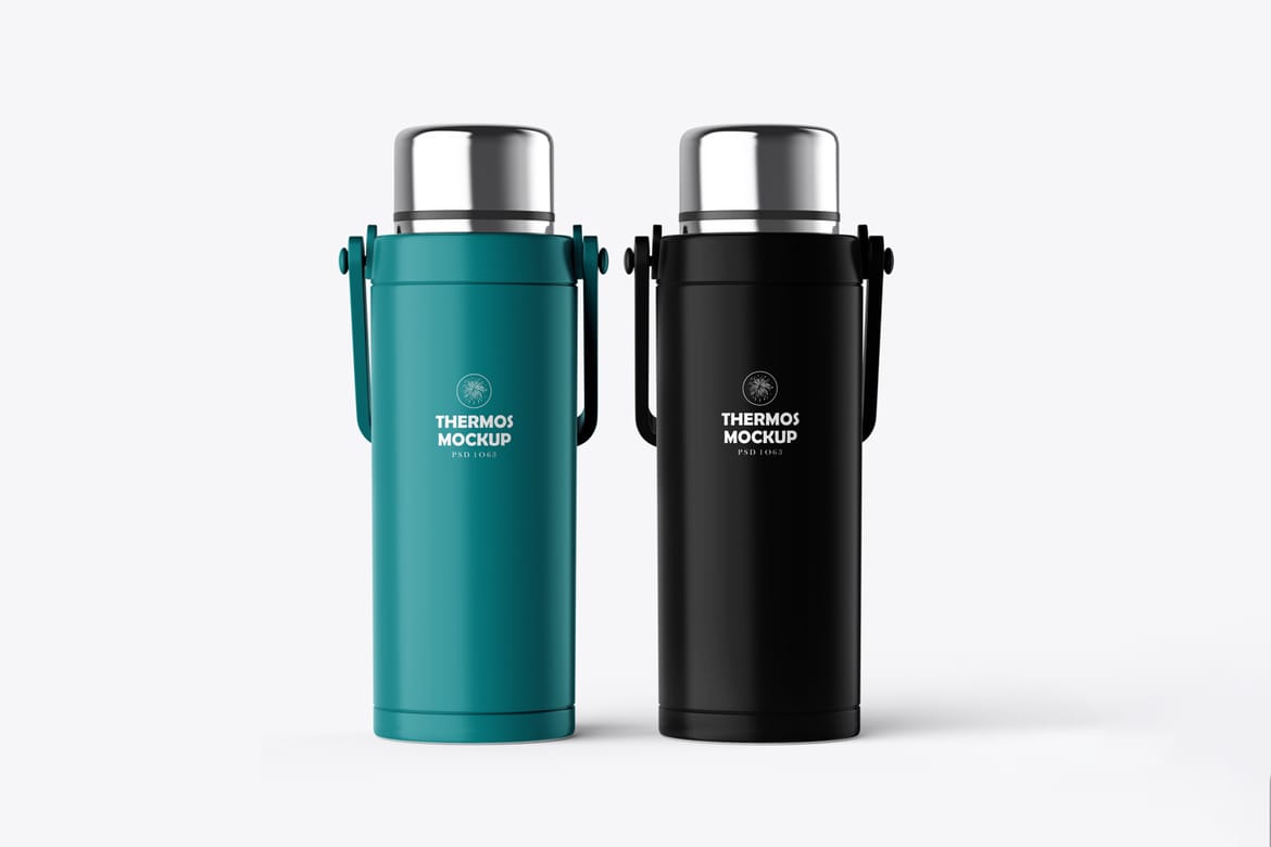Thermos Portable Water Bottle Mockup