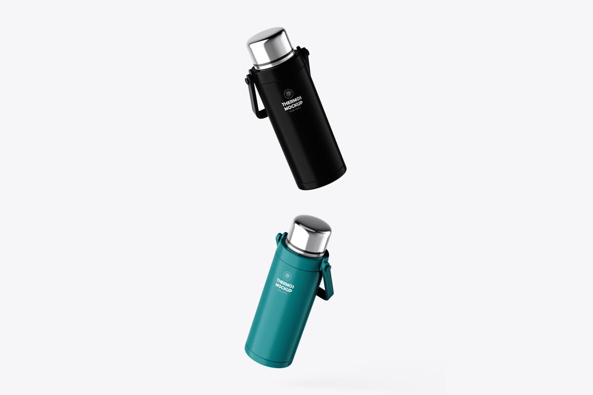 Thermos Portable Water Bottle Mockup