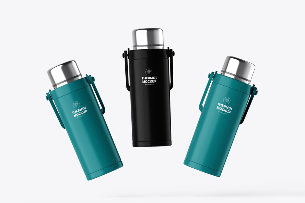 Thermos Portable Water Bottle Mockup