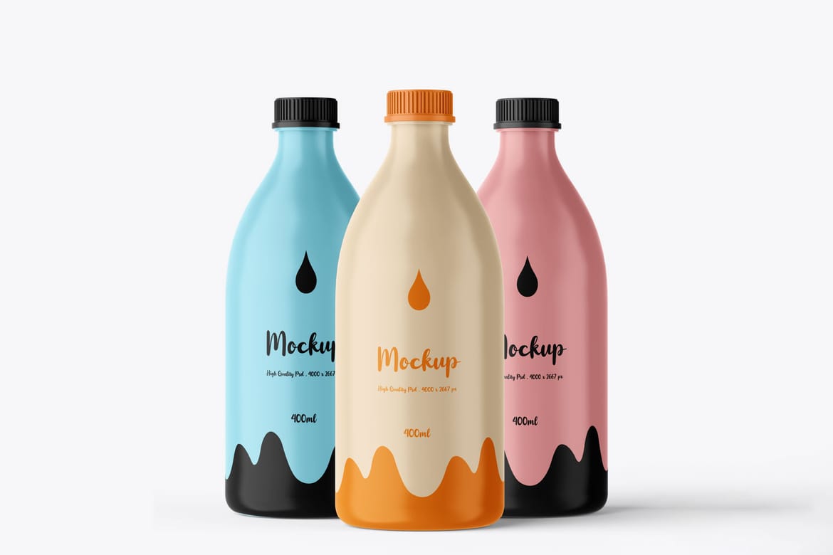 Plastic Milk Bottle PSD Mockup