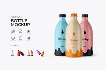 Plastic Milk Bottle PSD Mockup