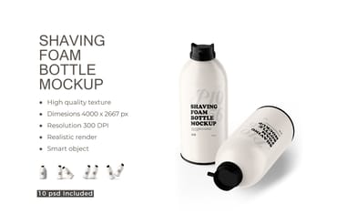 Shaving Foam Bottle PSD Mockup