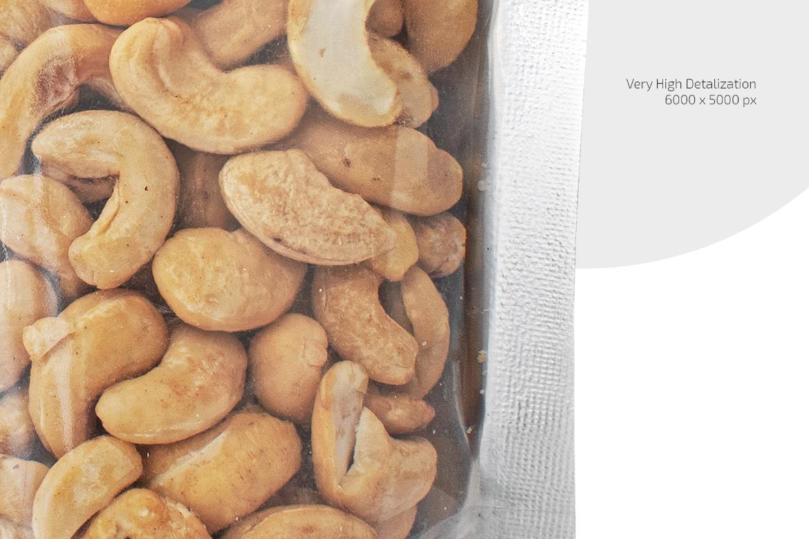 Stand-up Pouch with Cashew Nuts Mockup