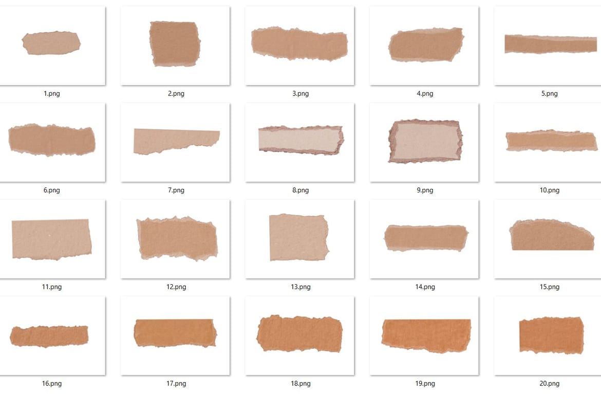20 Torn Craft Pieces Texture