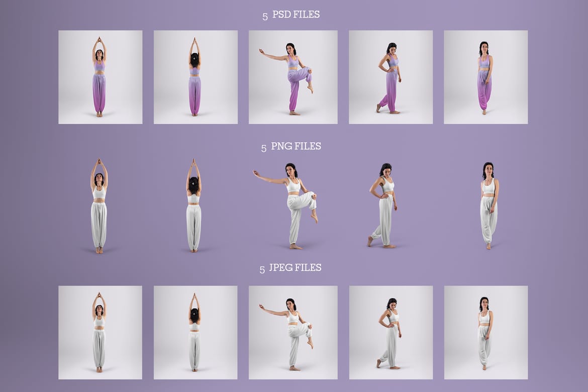 5 Wide Leg Pants Mockups and Top for Yoga and Pilates. vol.02