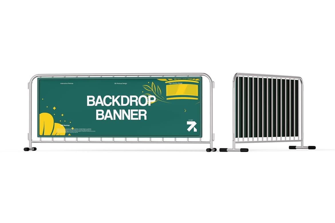 Advertising Crowd Barrier Banner Mockup