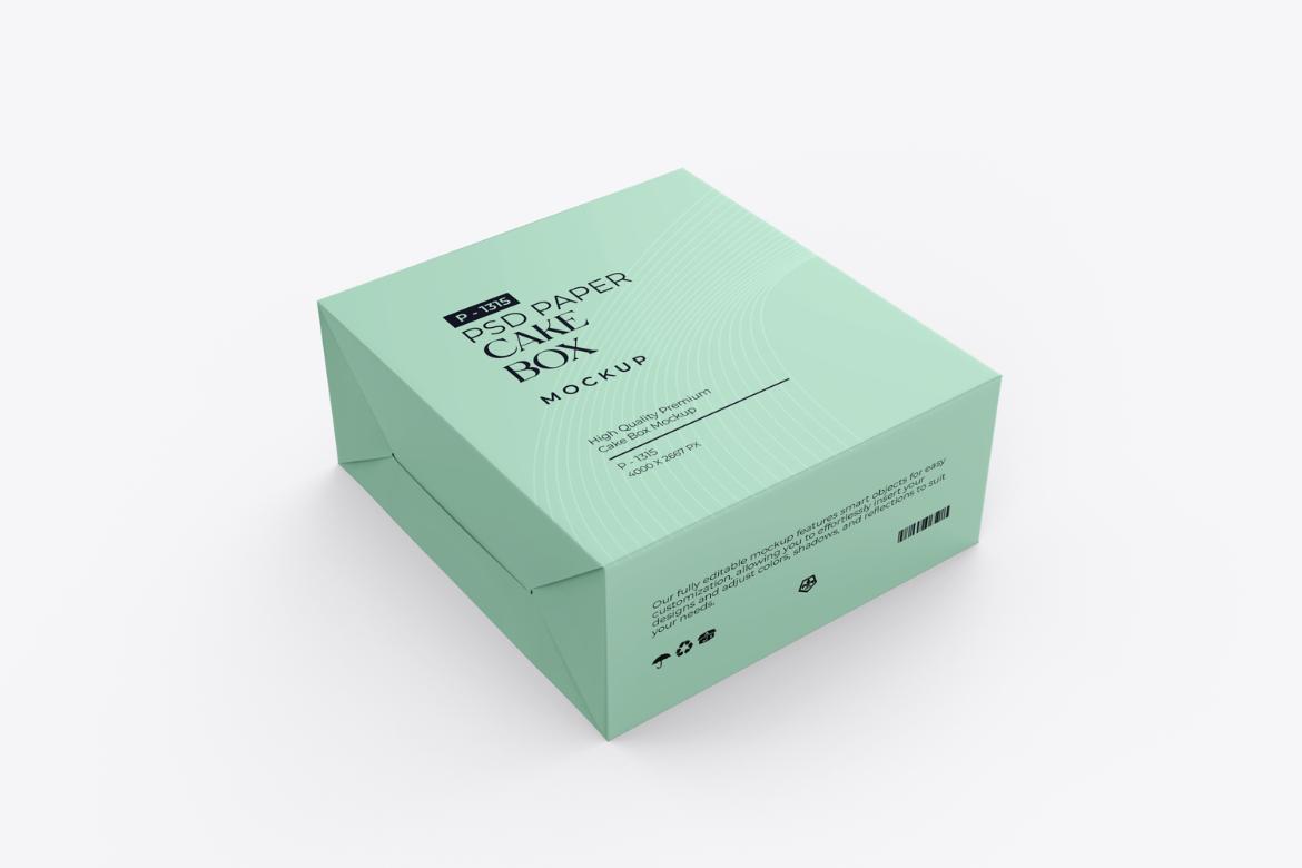 Paper Cake Box PSD Mockup