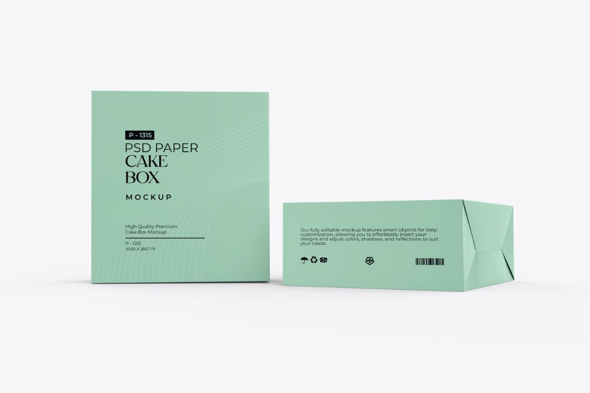 Paper Cake Box PSD Mockup