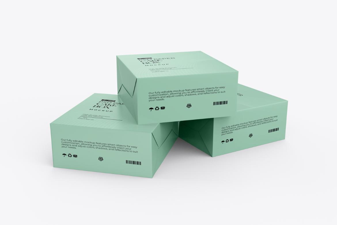 Paper Cake Box PSD Mockup