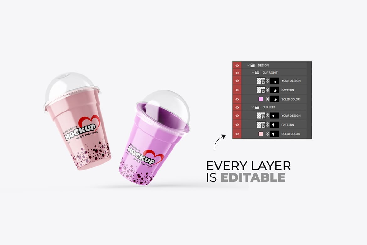 Smoothie Plastic Cup PSD Mockup
