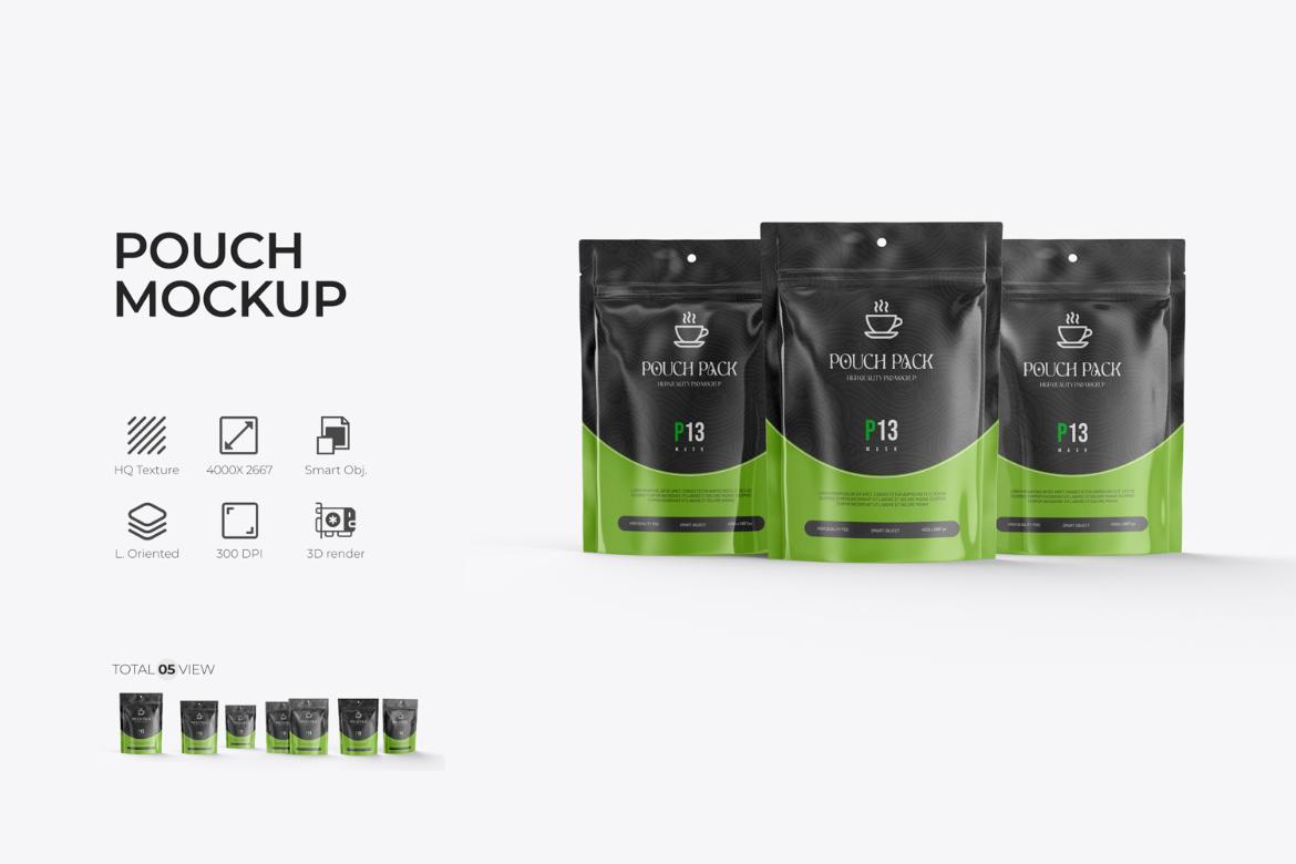 Glossy Plastic Foil Pouch Bag Mockup