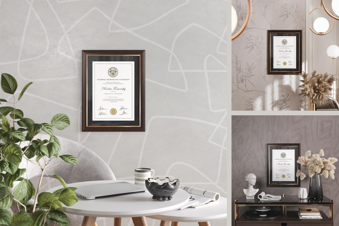 A4 Certificate Wall Frame Mockup