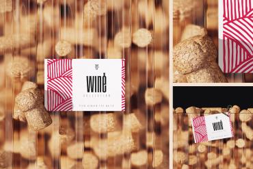 Branded Card on Frosted Glass with Wine Corks Mockup