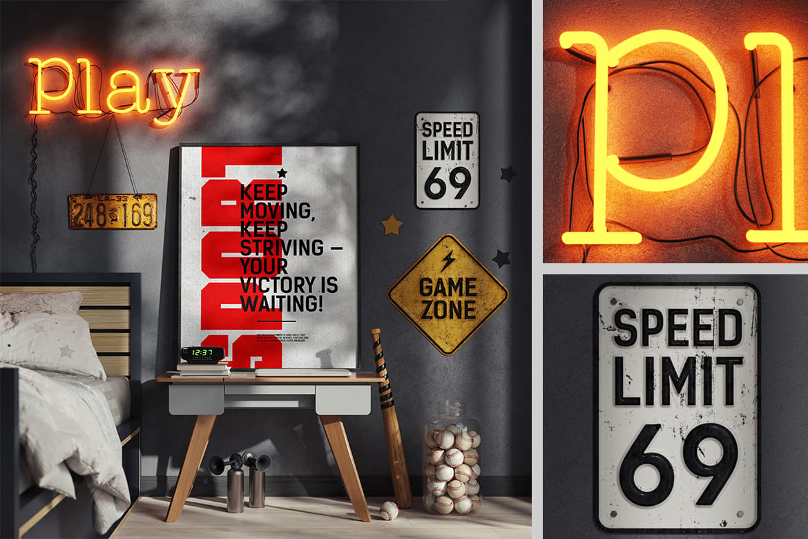 Poster in a Teenager's Room Mockup
