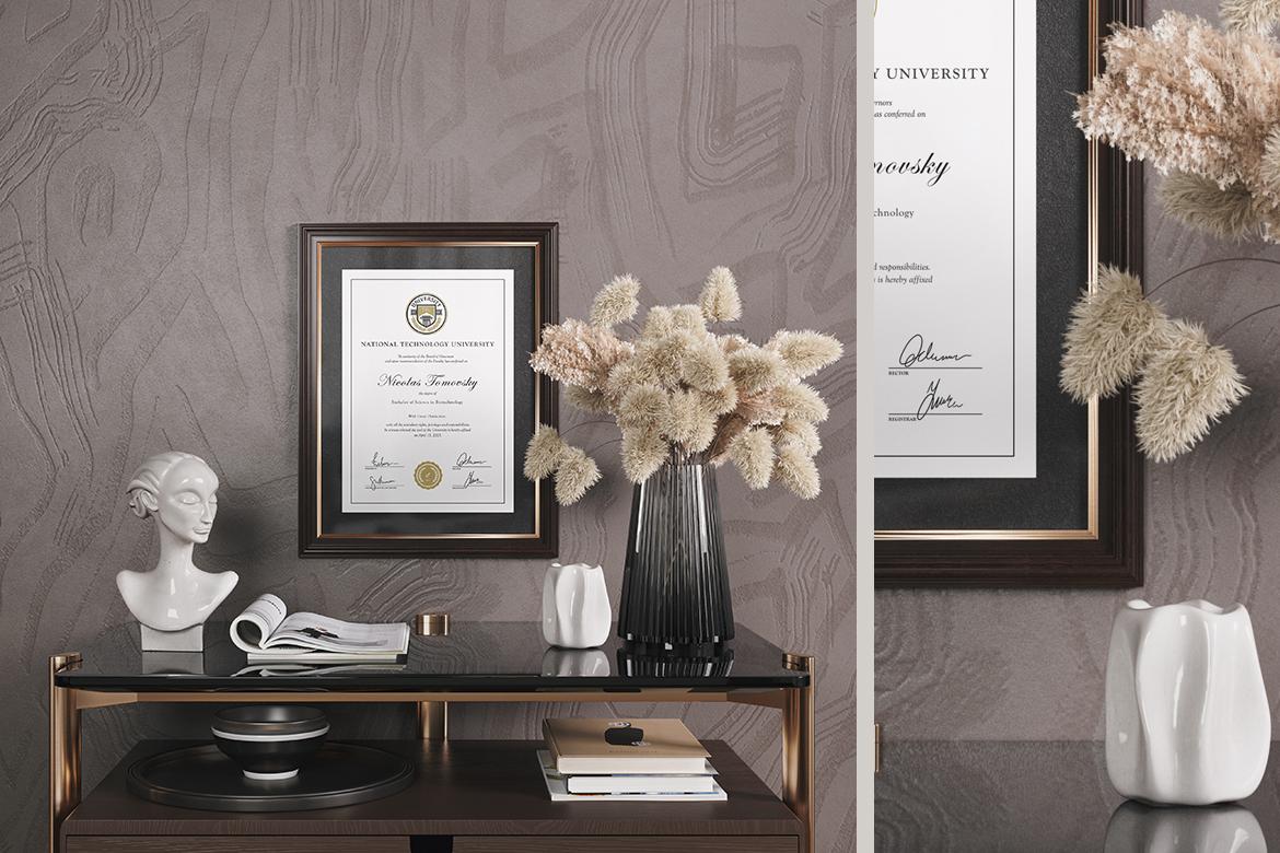A4 Certificate Wall Frame Mockup