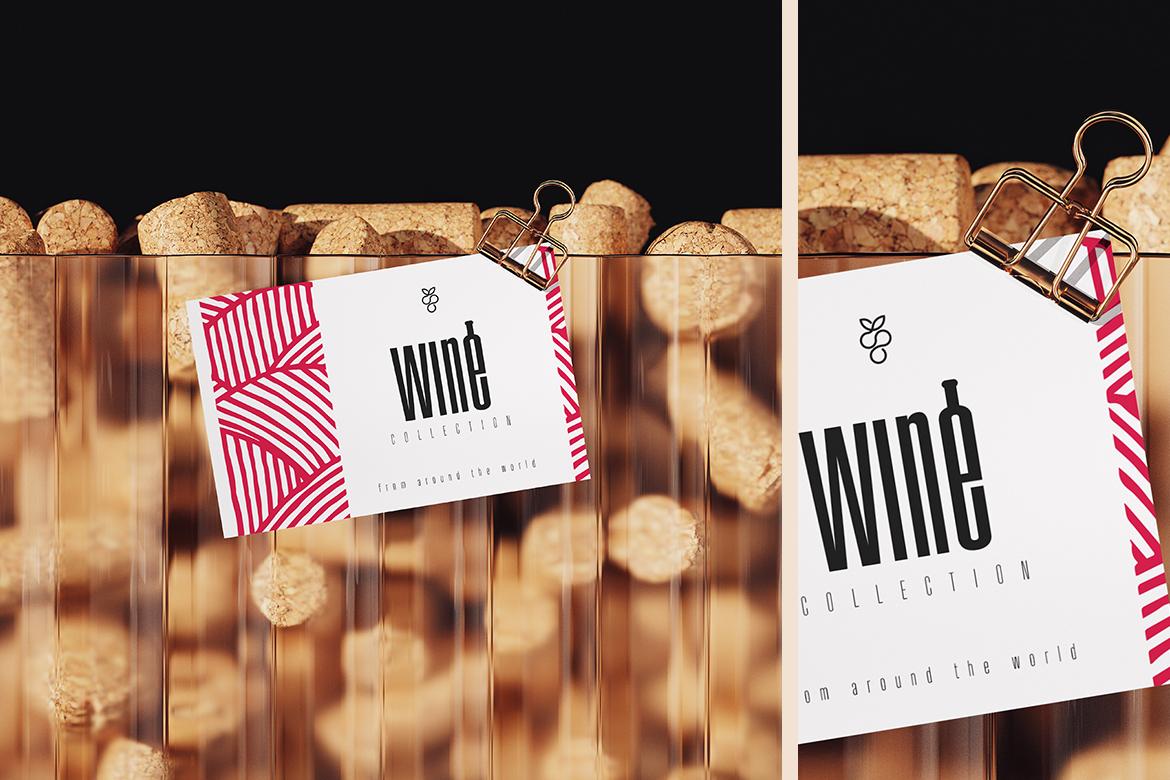 Branded Card on Frosted Glass with Wine Corks Mockup