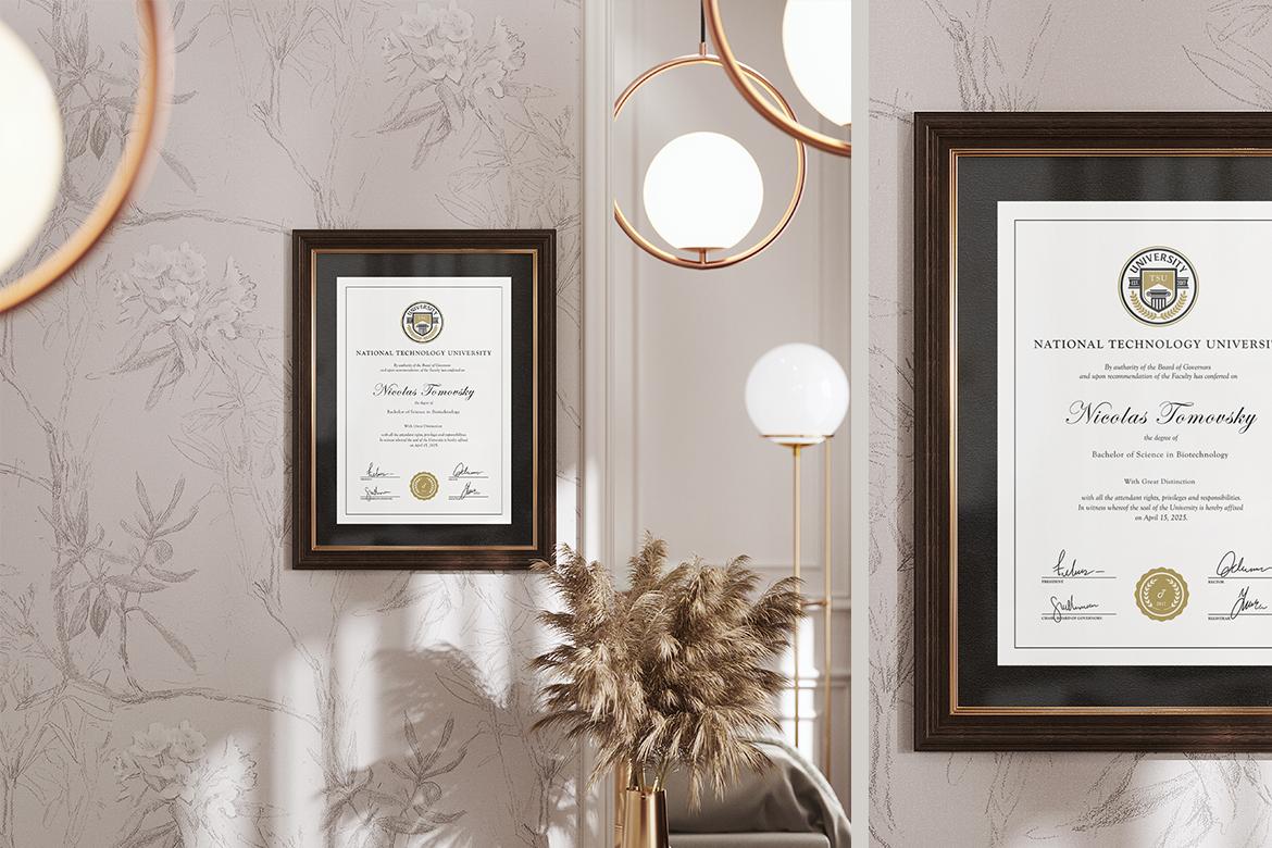 A4 Certificate Wall Frame Mockup