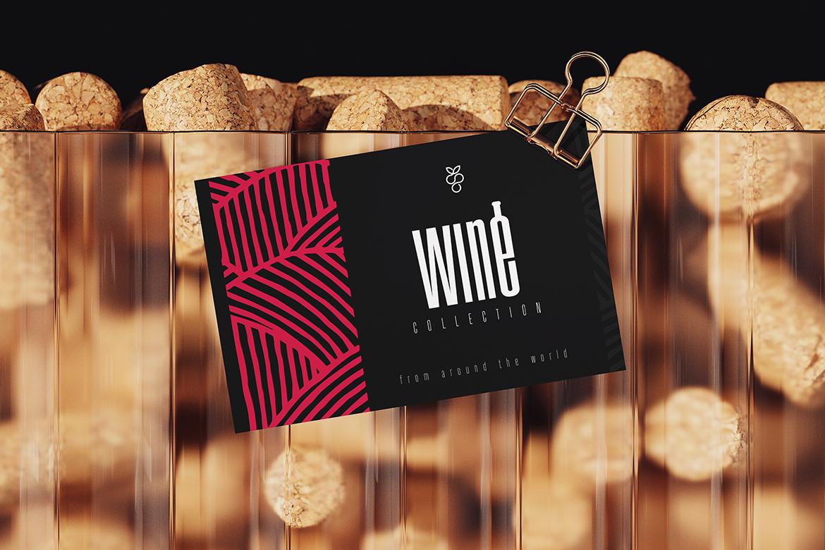 Branded Card on Frosted Glass with Wine Corks Mockup