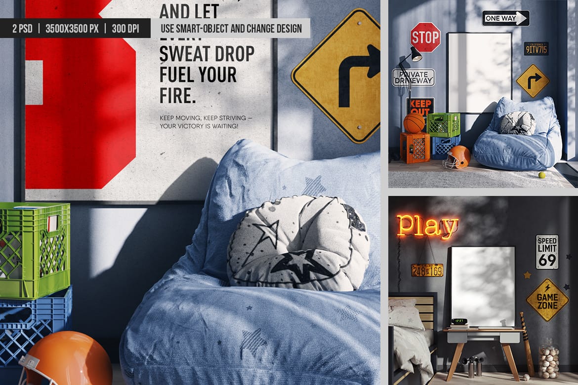 Poster in a Teenager's Room Mockup