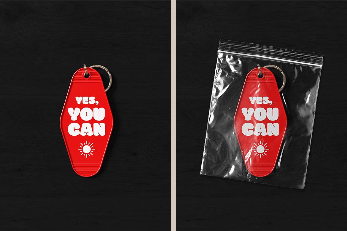 Motel Keychain in Packaging Mockup