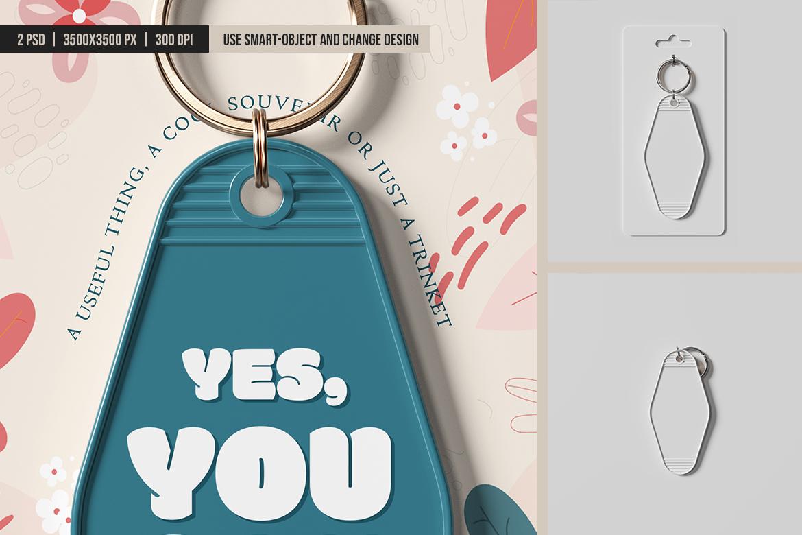 Motel Keychain in Packaging Mockup