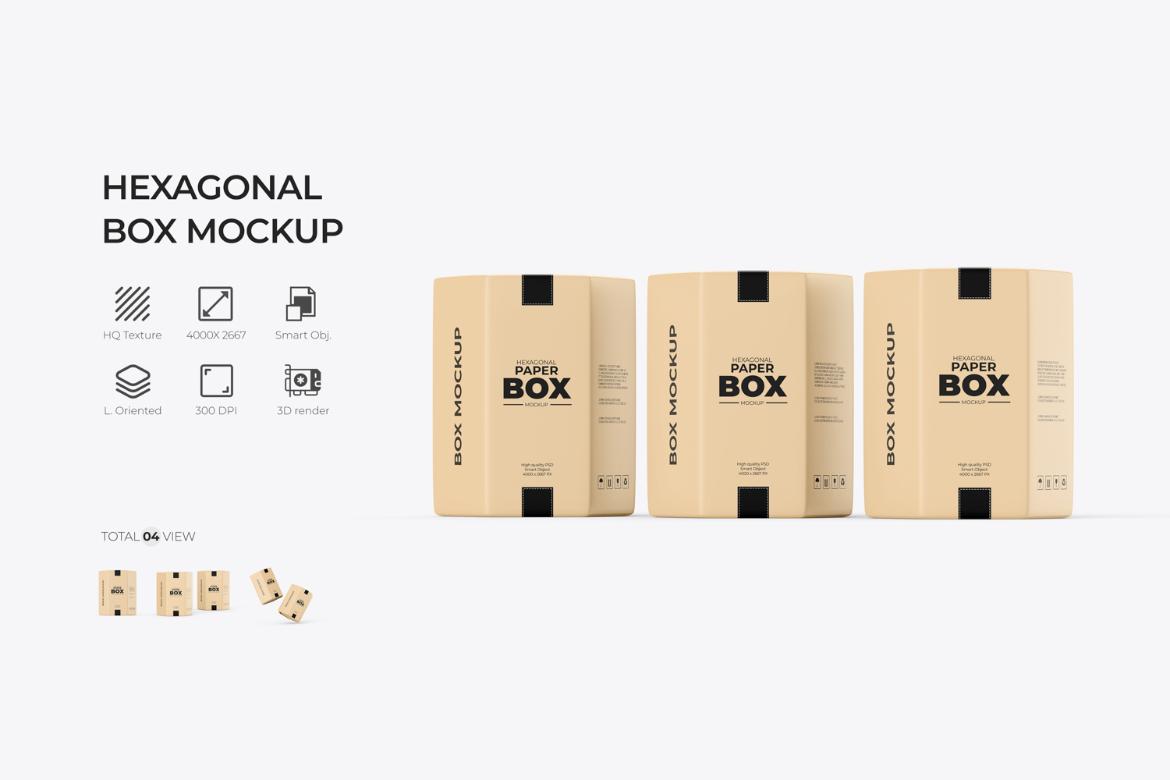 Custom Hexagonal Paper Box Mockup