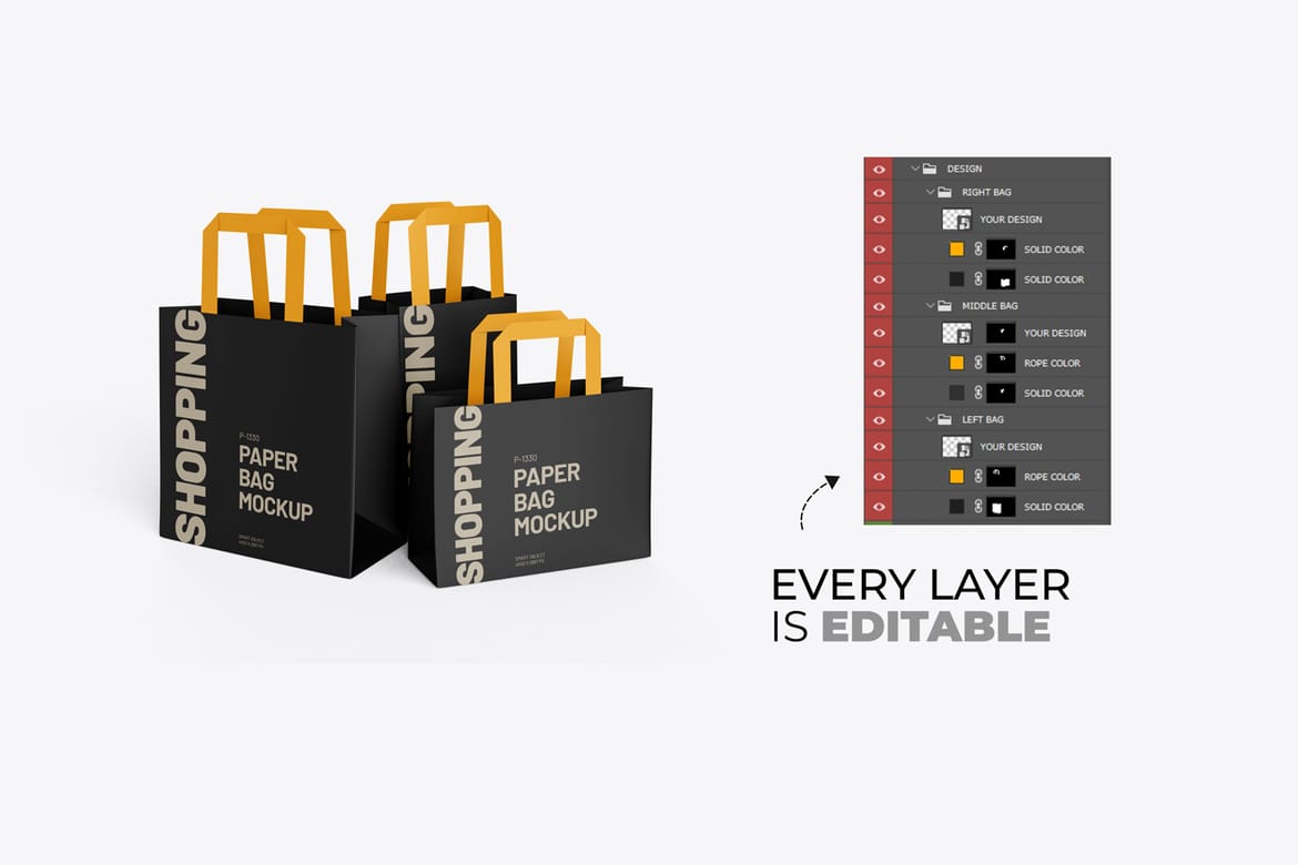 Kraft Paper Shopping Bag PSD Mockup