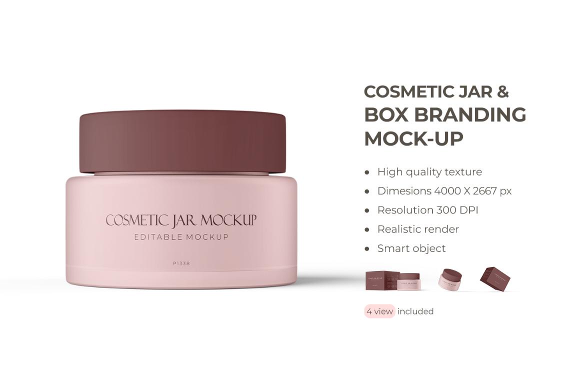 Cosmetic Jar and Box PSD Mockup