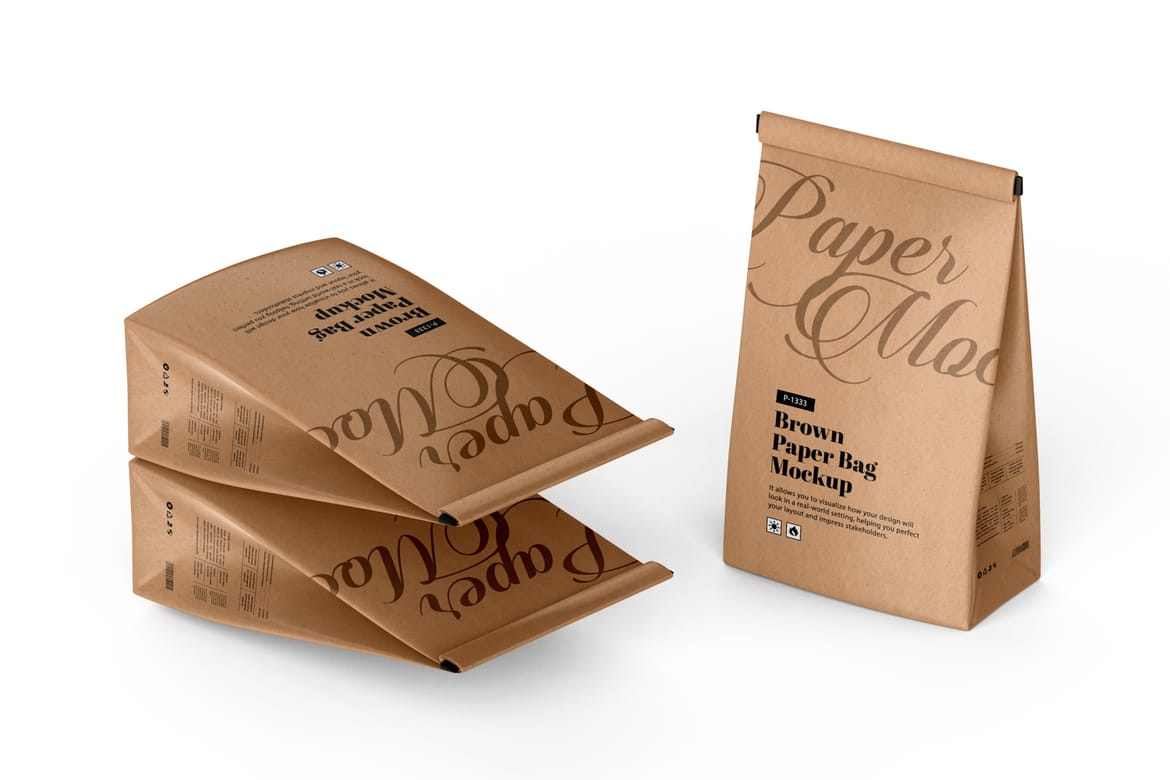Paper Packaging Pouch Bag PSD Mockup
