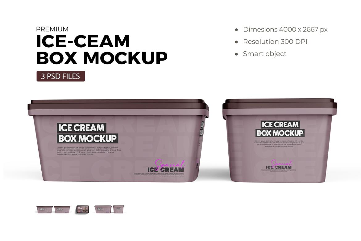 Ice Cream Container Box Mockup
