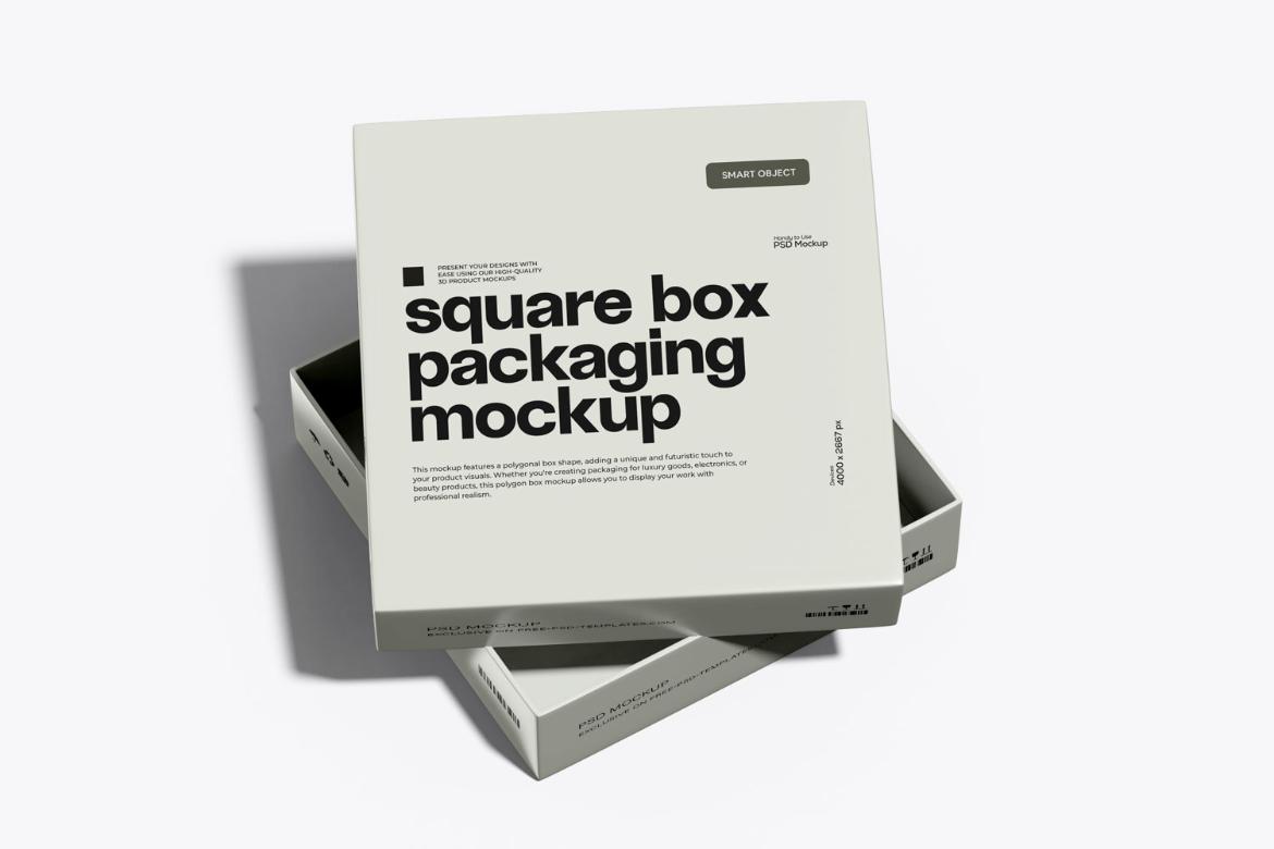 Square Box Packaging Mockup