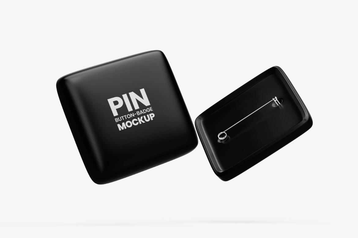 Square Pin Button Badge Mockup
