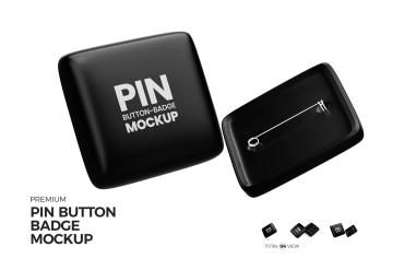 Square Pin Button Badge Mockup