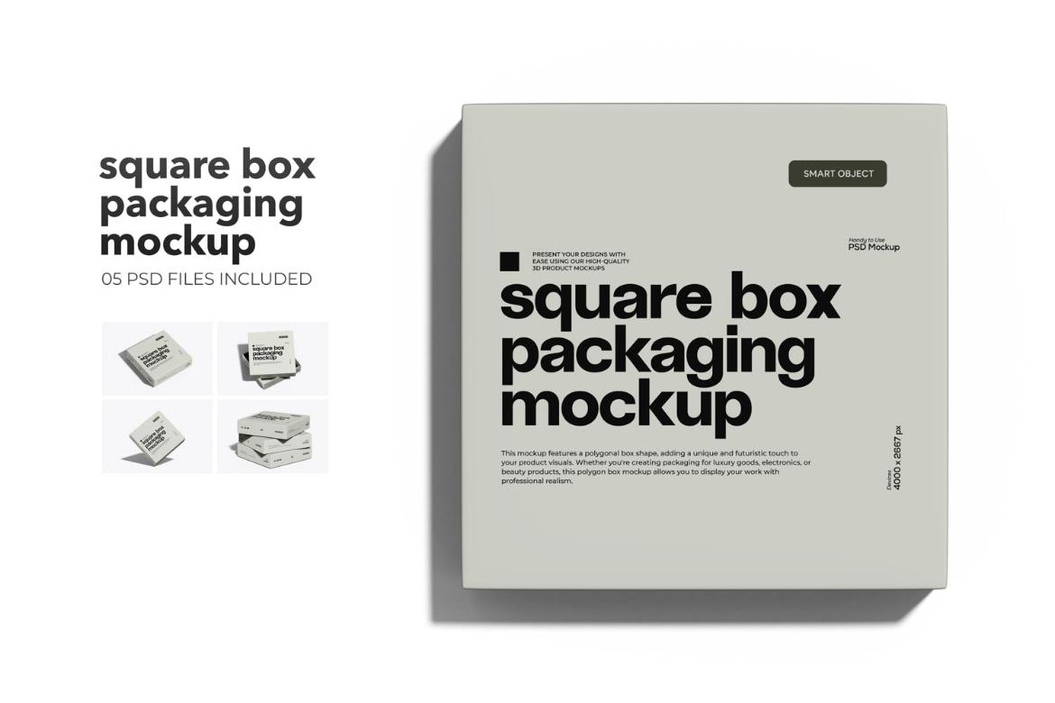 Square Box Packaging Mockup
