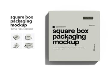 Square Box Packaging Mockup