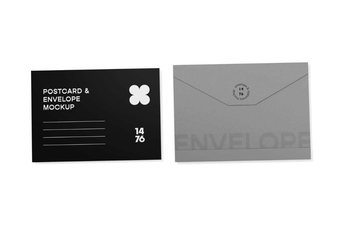 Postcard with Envelope Mockup