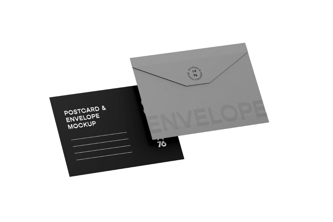 Postcard with Envelope Mockup