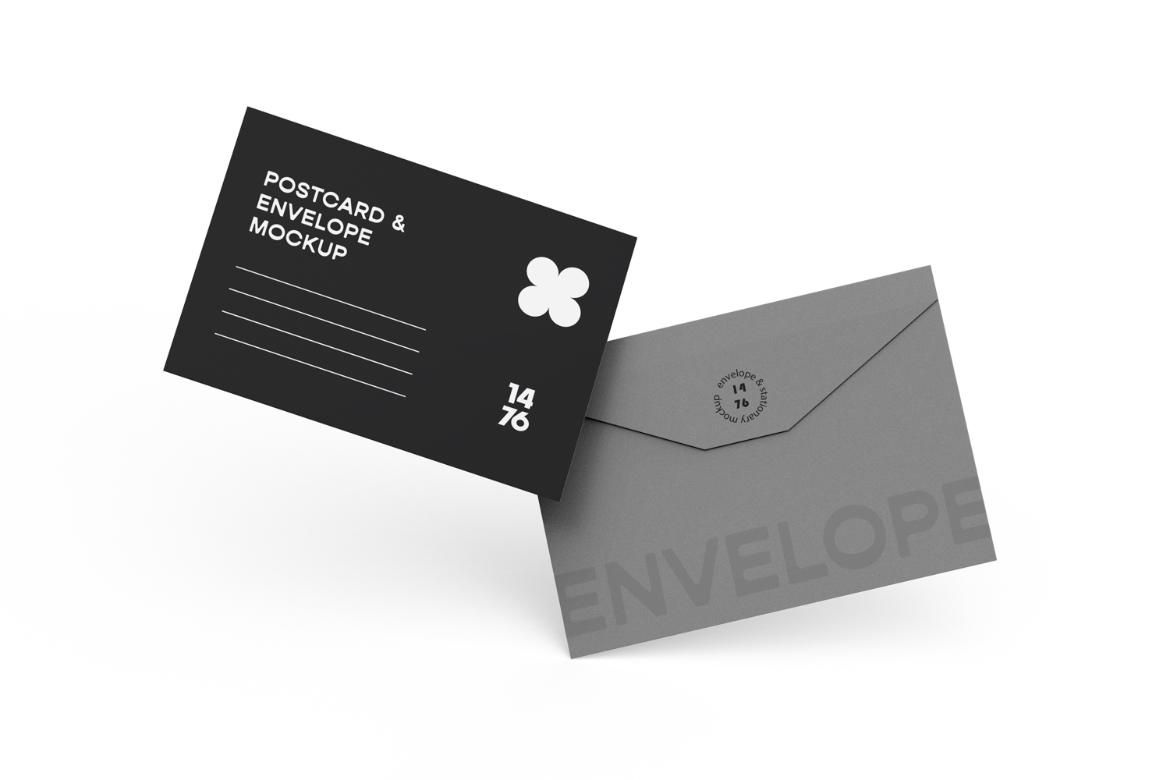 Postcard with Envelope Mockup