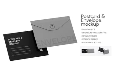 Postcard with Envelope Mockup