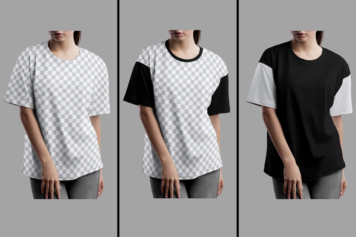 5 Mockups Woman Oversize T-Shirt
