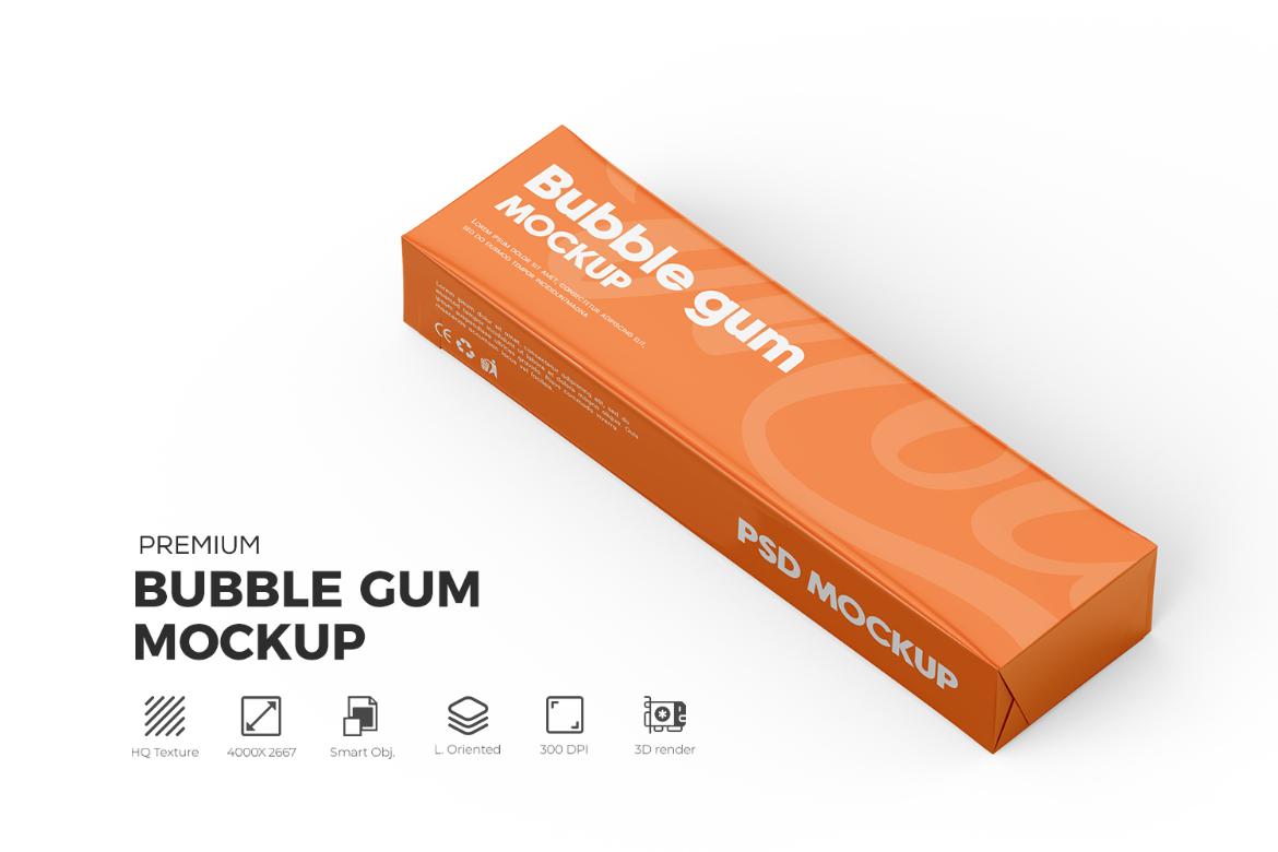 Bubble Gum Stick Packaging Mockup