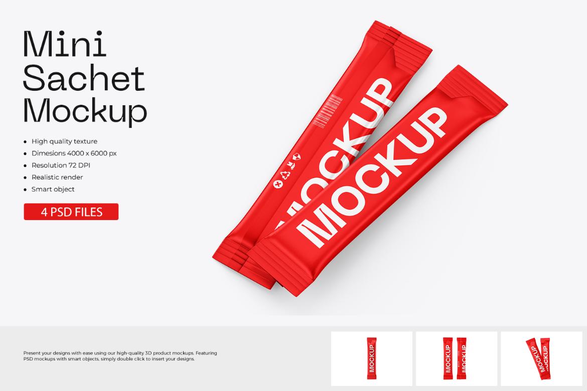 Mini Stick Sachet Pack Mockup