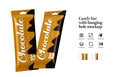 Chocolate Packaging with Hanging Hole Mockup