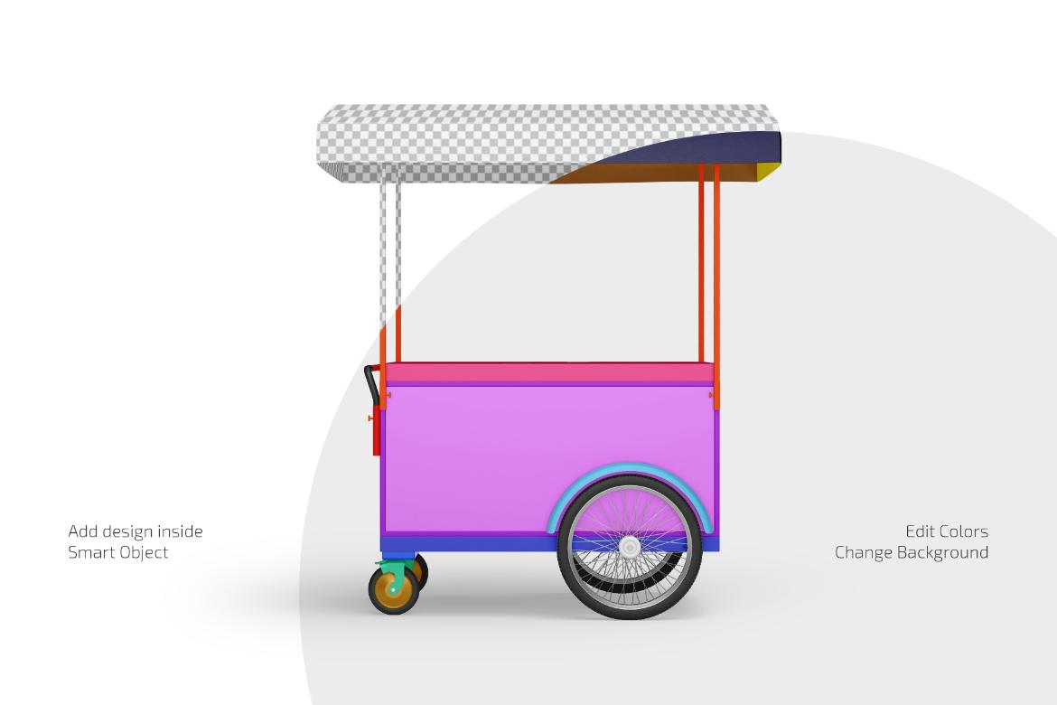 Ice Cream Cart with Umbrella Mockup Set