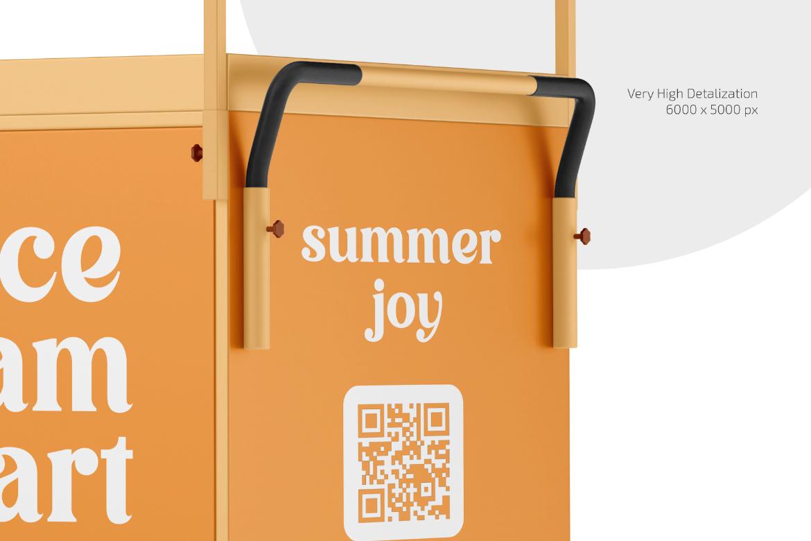 Ice Cream Cart with Umbrella Mockup Set