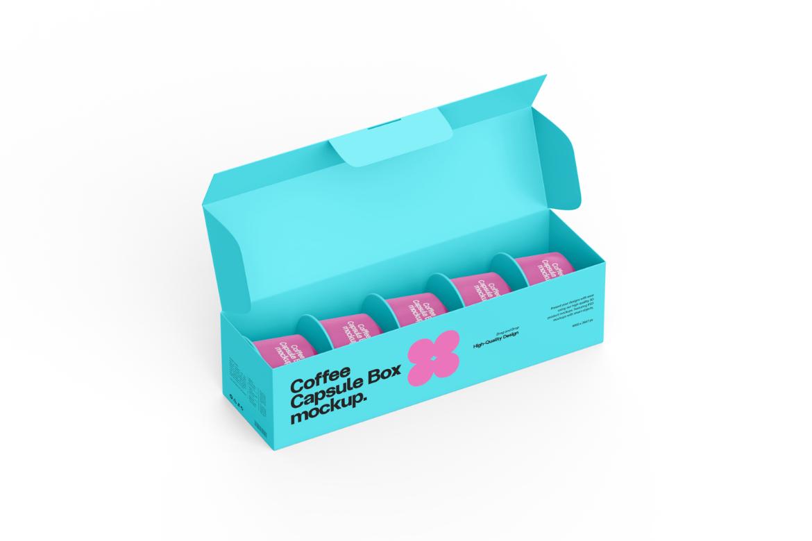 Coffee Capsule with Box Mockup