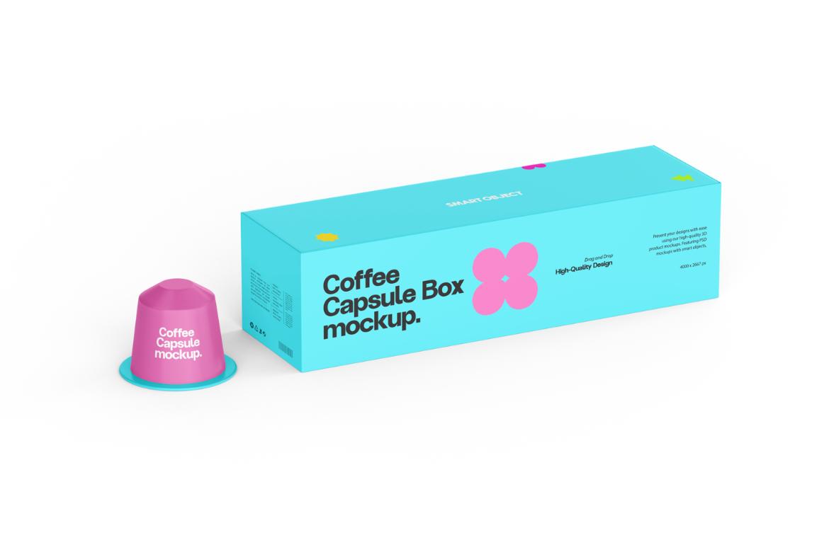 Coffee Capsule with Box Mockup